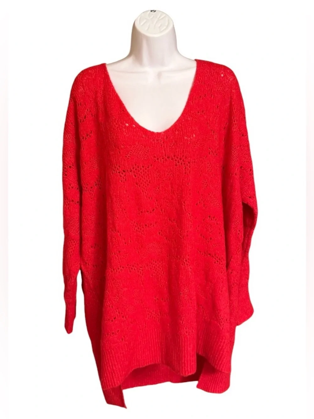 NWT Intimately Free People Oversized Open Knit Sweater XS/S Red Boho